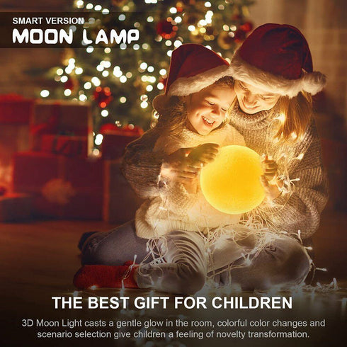 3D Smart Moon Lamp 360° RGB LED Night Light w/ Bluetooth Speaker Remote Control