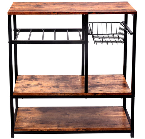 Kitchen Baker's Rack Rolling Storage Shelf Stand Organizer Workstation; 31.5×15.75×32.25 Inches