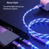 3-in-1 LED Flowing Light Charging USB Cable For IPhone Android Type-C