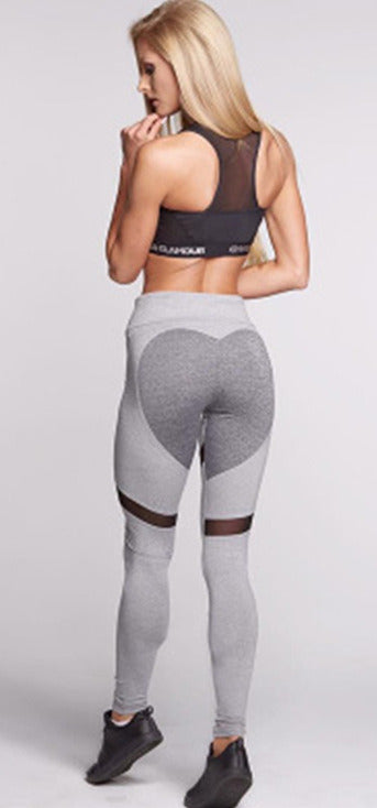 Butt Enhancing Love Mesh Stitching Sports Yoga Leggings