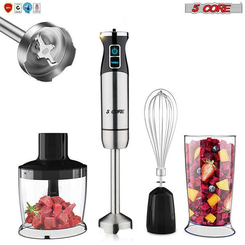 Hand Blender 500W 5-in-1 Multifunctional Electric Immersion Blender 8 Variable speed Stick 860ml Food Processor; Chopper; Whisk Attachment; BPA Free 5 Cor