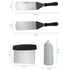 Stainless Steel Barbecue Tool Set Ergonomic Handle - 2 Perforated Flat Spatula, Turner, Scraper, 2 Squirt Bottles - Grilling, Camping, Outdoor Cooking, Burger Turner