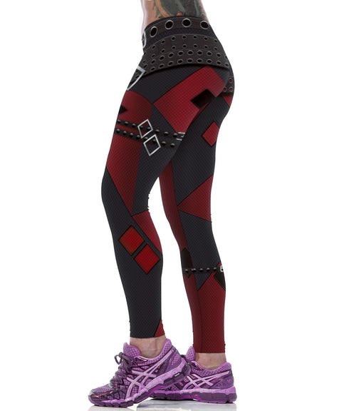 Batman Harleen Quinzel Leggings Red Harley Quinn Tights Sexy High Waist Trouser Woman