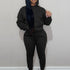 Casual Drawstring Pantsuits Two-piece Set; Pocket Hoodies Tops & Loose Long Sweatpants Set; Women's Clothing