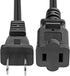 2-Prong Male-Female Extension Power Cord Cable; Outlet Extension Cable Cord US AC 2-Prong Male-Female Power Cable 13A/125V; Black 5 Core EXC BLK 12FT