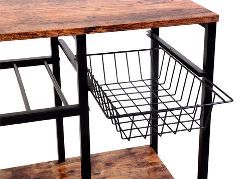 Kitchen Baker's Rack Rolling Storage Shelf Stand Organizer Workstation; 31.5×15.75×32.25 Inches