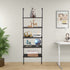 5-Shelf Wood Ladder Bookcase with Metal Frame; Industrial 5-Tier Modern Ladder Shelf Wood Shelves XH