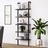 5-Shelf Wood Ladder Bookcase with Metal Frame; Industrial 5-Tier Modern Ladder Shelf Wood Shelves XH