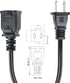 2-Prong Male-Female Extension Power Cord Cable; Outlet Extension Cable Cord US AC 2-Prong Male-Female Power Cable 13A/125V; Black 5 Core EXC BLK 12FT